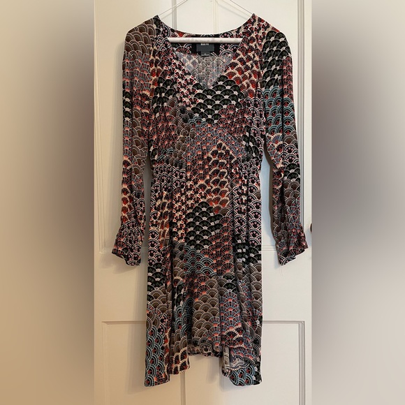 Anthropologie Maeve Monaco long sleeved dress size SP in a red and blue print. - Picture 2 of 9
